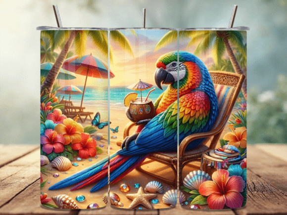 Download Vibrant Tropical Bird Tumbler Wrap PNG - Tropical bird tumbler Collection
