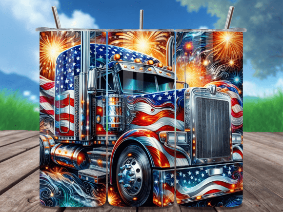 Download USA Flag 18 Wheeler July 4th Tumbler Wra - July 4th tumbler Collection