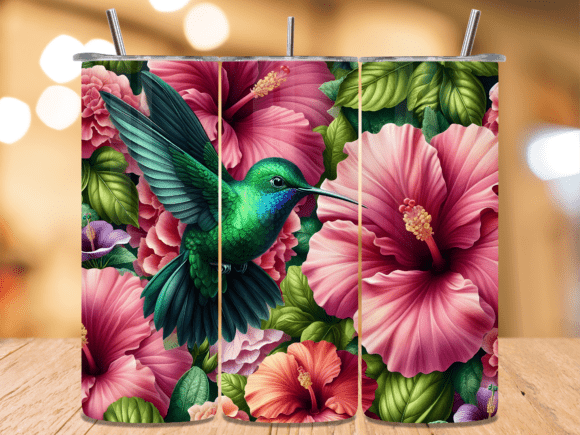 Download Tropical Hibiscus Green Bird Tumbler PNG - Premium Bundle