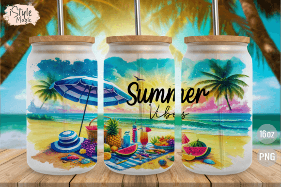 Download Summer Vibes 16oz Libbey Glass Can Wrap - Premium Resources