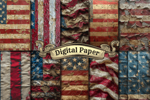 Download Stars and Stripes Grunge Craft Paper - Stars and stripes Collection